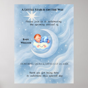 Póster Baby Boy Shower Invitan a la Moonlight Stars Water