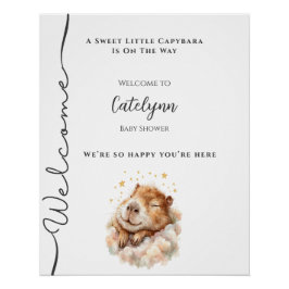 Póster Baby Boy Shower Welcome Sign • Capybara Theme