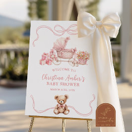Póster Baby Carriage Baby Shower Welcome Sign
