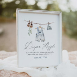 Póster Baby Clothes Boy Baby Shower Diaper Raffle Rótulo