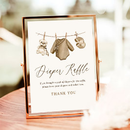 Póster Baby Clothes Boy Baby Shower Diaper Raffle Rótulo