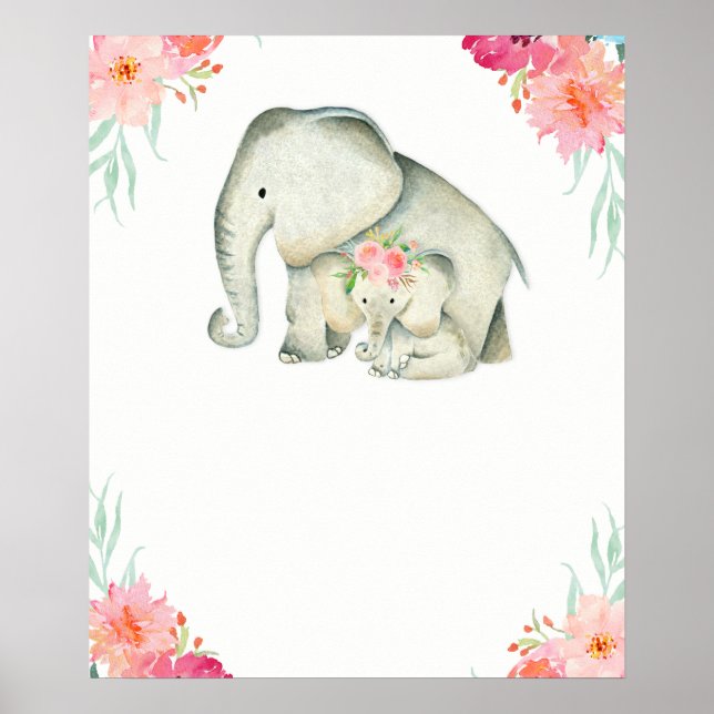 Póster Baby Elephant Baby Shower (Frente)
