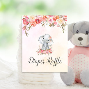 Póster Baby Elephant Baby Shower Diaper Raffle