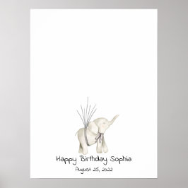 Póster Baby Elephant Thumbprint Guest Book