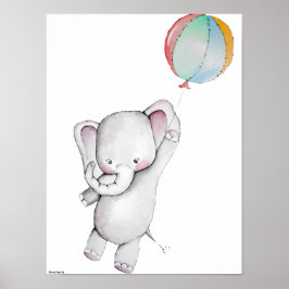 Póster Baby Elephant with Balloon Customizable Poster