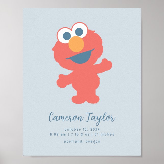 Póster Baby Elmo | Estadísticas de nacimiento del bebé (Frente)
