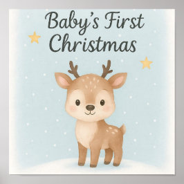 Póster Baby first christmas reindeer nursery wall