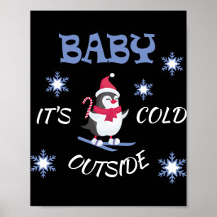 Póster Baby Fuera Hace Frío Camiseta De Pingüino De Esquí