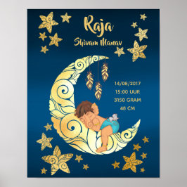 Póster Baby Ganesha con luna y estrellas