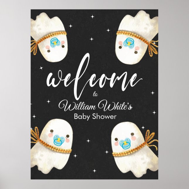 Póster Baby Ghost Halloween Fall Baby Shower Welcome Sign (Frente)