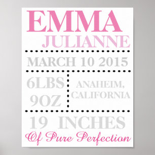 Póster Baby Girl Nursery 8x10 Print