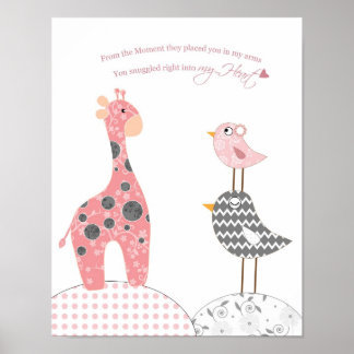 Póster Baby girl nursery art (snuggled into my heart)