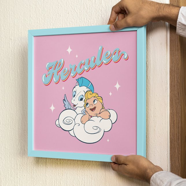 Póster Baby Hercules and Pegasus on a Cloud Poster (Poster in frame)