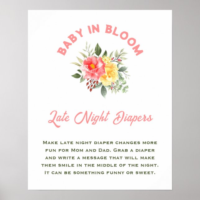 Póster Baby In Bloom Baby Shower Tarde Noche (Frente)