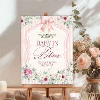 Póster Baby in Bloom Baby Shower Welcome Sign, Garden