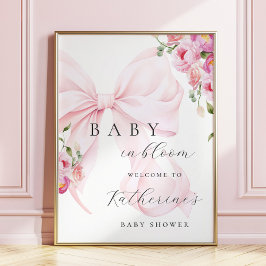 Póster Baby in Bloom Bow Baby Shower Welcome Poster