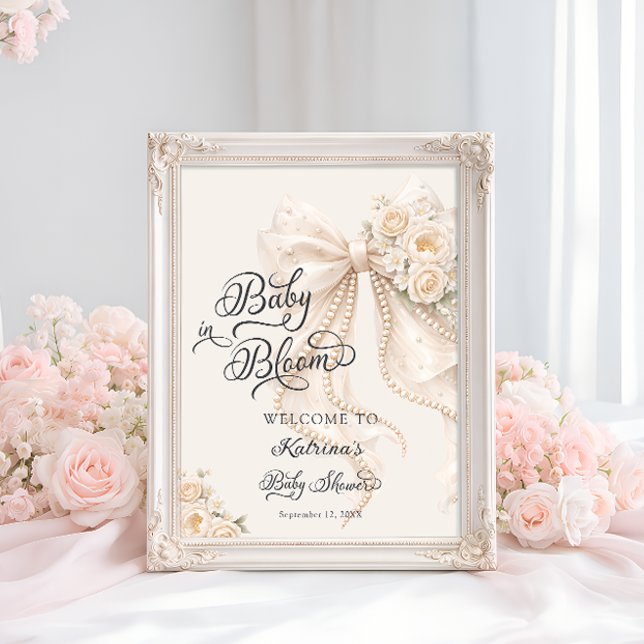 Póster Baby in Bloom Bow Floral Baby Shower Welcome (Subido por el creador)