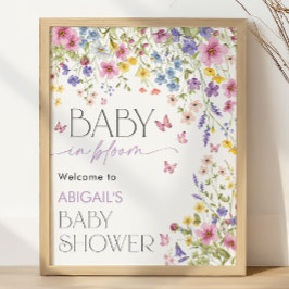 Póster Baby in Bloom Butterfly Baby Shower Welcome