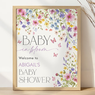 Póster Baby in Bloom Butterfly Baby Shower Welcome