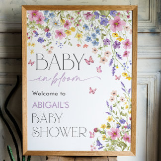 Póster Baby in Bloom Butterfly Baby Shower Welcome 18x24