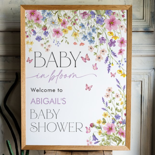 Póster Baby in Bloom Butterfly Baby Shower Welcome 18x24 (Baby in Bloom Butterfly Baby Shower Welcome 18x24 Poster)