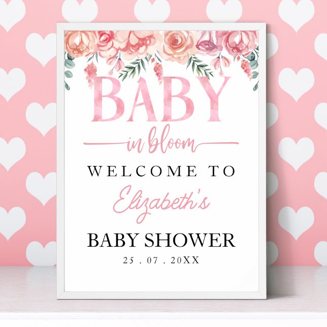 Póster Baby in Bloom Floral Baby Shower – Pink Roses (Subido por el creador)