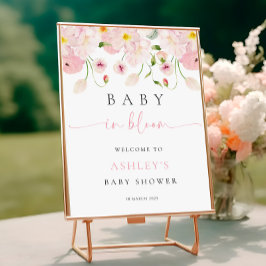 Póster Baby In Bloom Pink Baby Shower Welcome Poster