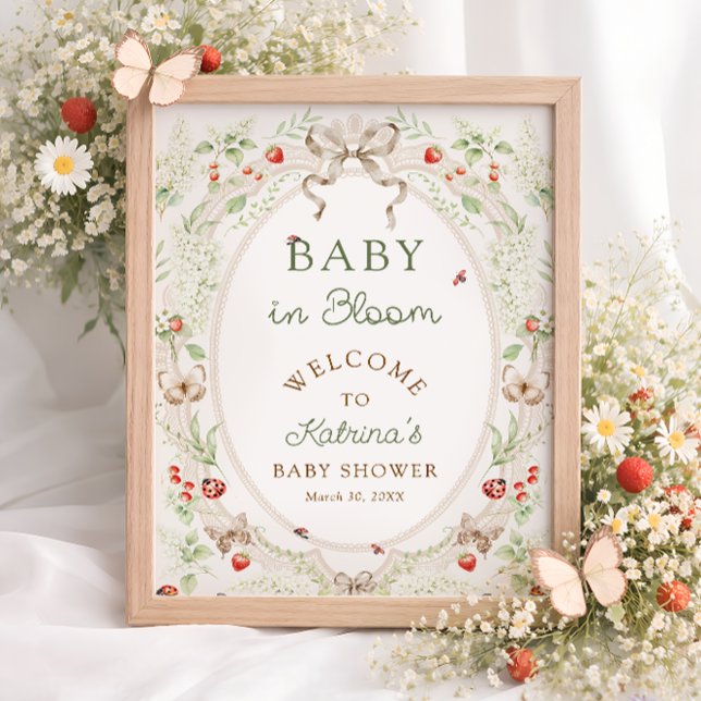 Póster Baby in Bloom Rustic Floral Baby Shower Welcome  (Subido por el creador)