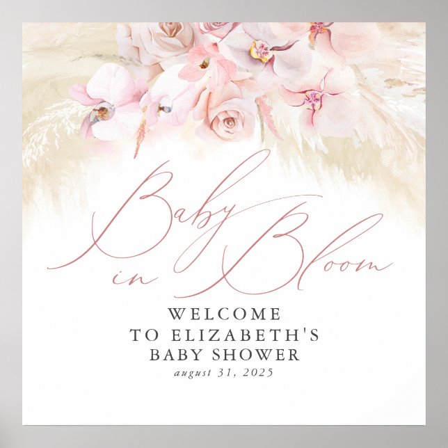 Póster Baby in Bloom - Signo de bienvenida de Baby Shower (Frente)