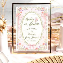 Póster Baby in Bloom Wildflower Bow Baby Shower Welcome