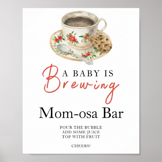 Póster Baby is brewing coffee baby shower Momosa bar  (Frente)