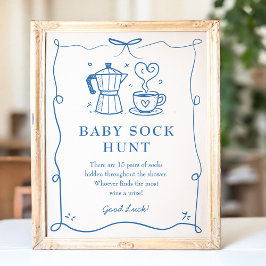 Póster Baby is Brewing Coffee Baby Sock Hunt Sign