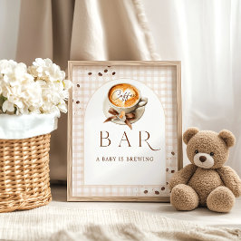 Póster Baby is Brewing Coffee Bean Theme Baby Shower Bar