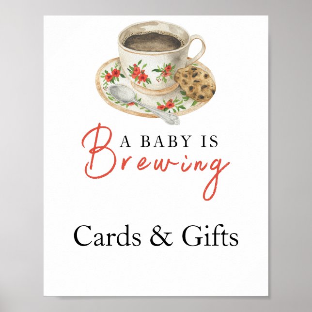 Póster Baby is brewing coffee Cards and gifts baby shower (Frente)
