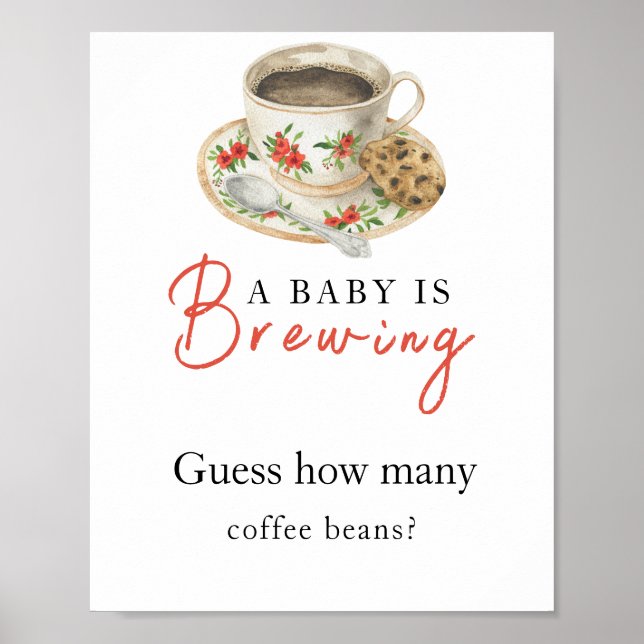 Póster Baby is brewing coffee How many coffee beans (Frente)