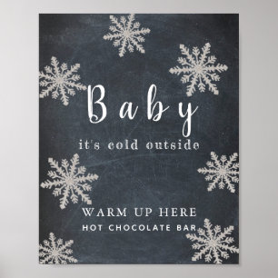 Póster Baby It's Cold Chalkboard Hot Chocolate Bar Rótulo