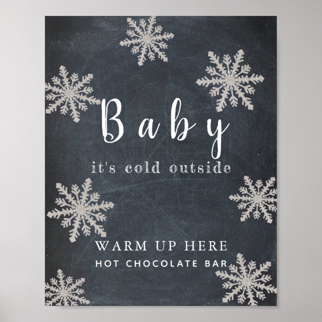 Póster Baby It's Cold Chalkboard Hot Chocolate Bar Rótulo (Frente)