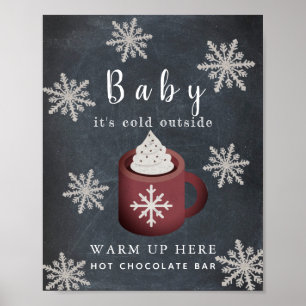 Póster Baby It's Cold Chalkboard Hot Chocolate Bar Rótulo