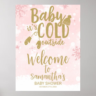 Póster Baby It's Cold Outside Baby Shower Welcome Sign