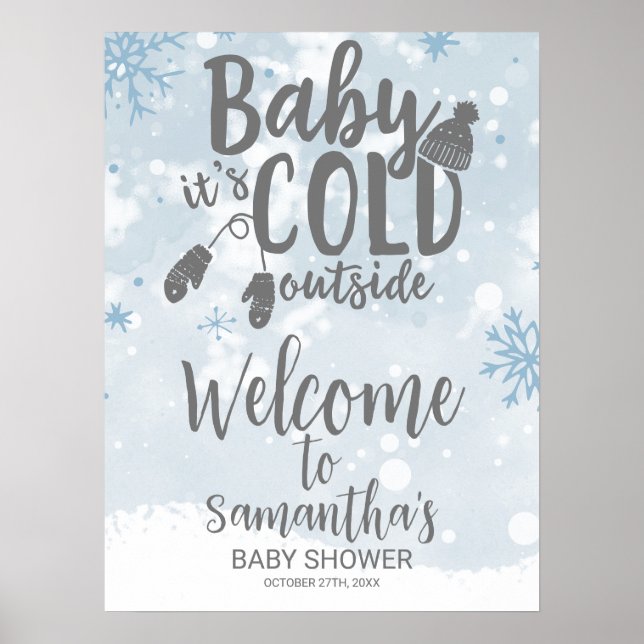 Póster Baby It's Cold Outside Baby Shower Welcome Sign (Frente)
