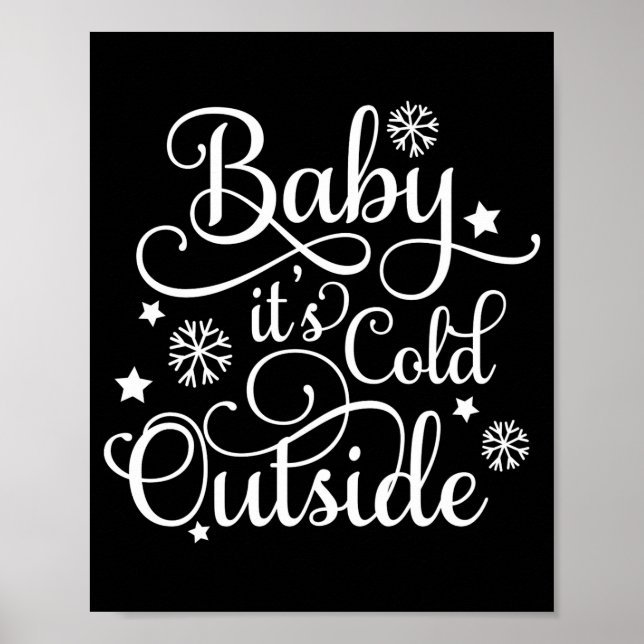 Póster Baby Its Cold Outside Navy Blue Womens Holiday  (Frente)