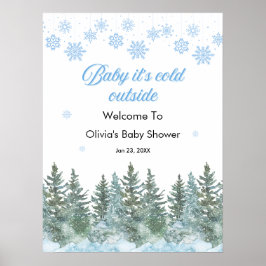 Póster Baby It's Cold Outside Winter Baby Shower Welcome 