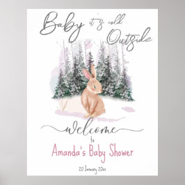Póster Baby It's Cold Outside winter bunny baby shower