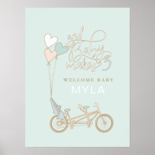 Póster Baby Makes Three tandem bike with baby seat custom
