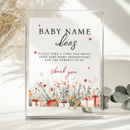 Póster Baby Name Ideas Merry Little Baby Shower Game sign