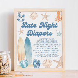 Póster Baby On Board Baby Shower Late Night Diapers Game