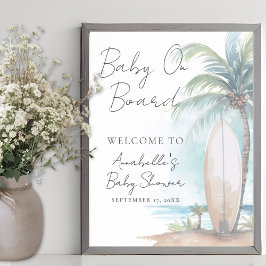 Póster Baby On Board Beach Baby Shower Welcome Sign