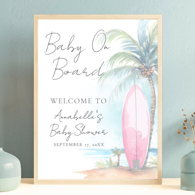 Póster Baby On Board Beach Baby Shower Welcome Sign (Baby On Board Beach Baby Shower Welcome Sign)