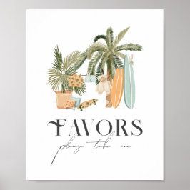 Póster Baby on Board Palm Tree Surf Baby Shower Favores