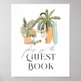 Póster Baby on Board Surf Baby Shower Guest Book